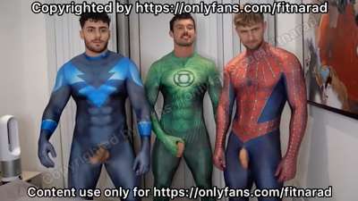 FitNarad, Josh Watson and Danny Soar jerk off in costume - OnlyGayPorn