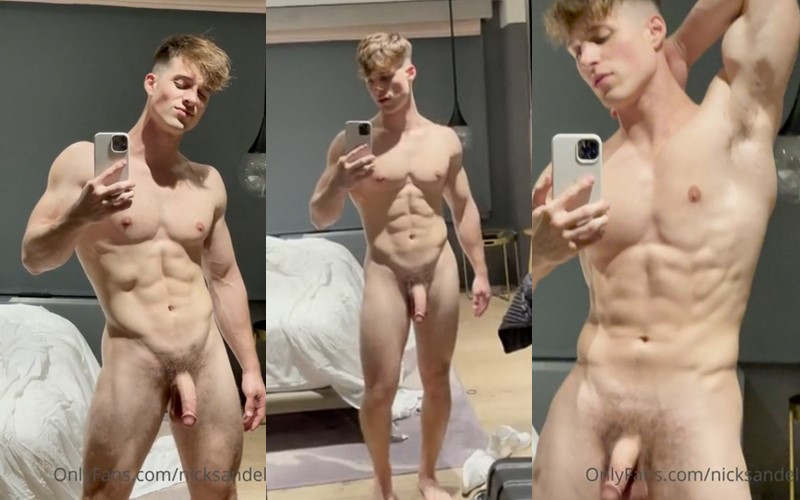 Nick Sandell shows off his body in the mirror - OnlyGayPorn