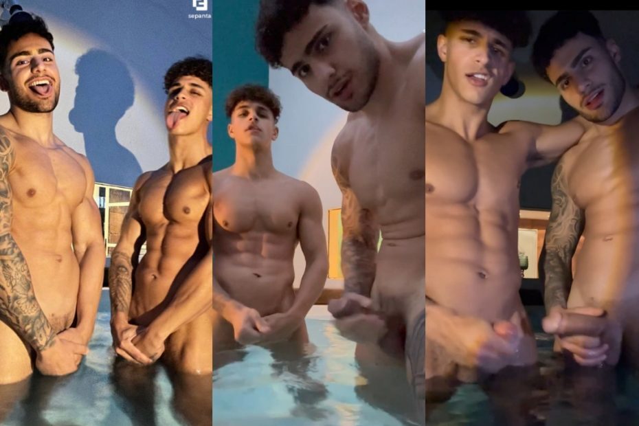 Sepanta and Fitnarad jerk off and cumming together in the pool - Sepanta Arya (Hunksep) - OnlyGayPorn