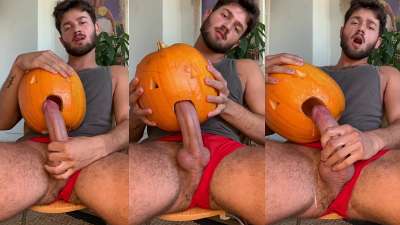 BonjourAxxel fucks a pumpkin - OnlyGayPorn