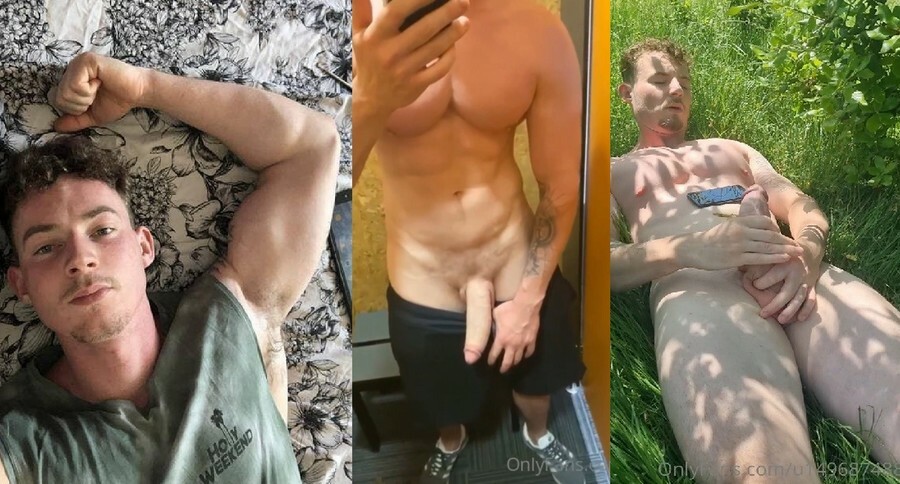 Tom Sutcliffe - big dick of EnglishLad - Jerking and cumming on grass - OnlyGayPorn