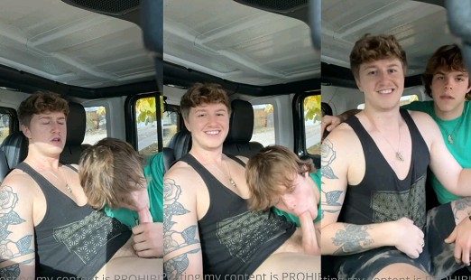 Blowjob in the car - OnlyGayPorn