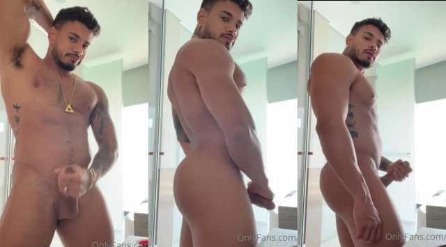 Alejo Ospina jerks off in the bathroom - OnlyGayPorn