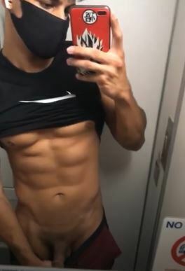 Sepanta Arya (hunksep) in bathroom on the plane - OnlyGayPorn