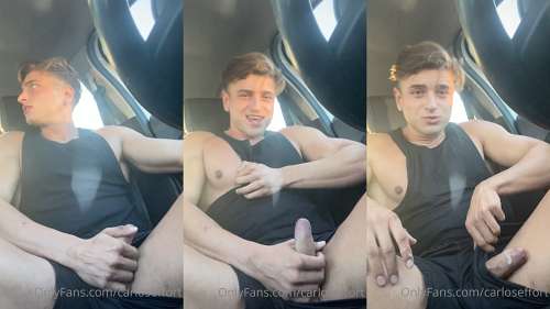 Carlos Effort jerks off in the car - OnlyGayPorn