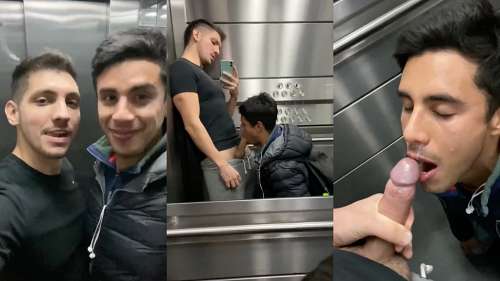 KippNYC and Emilliano Terra - elevator blowjob - OnlyGayPorn