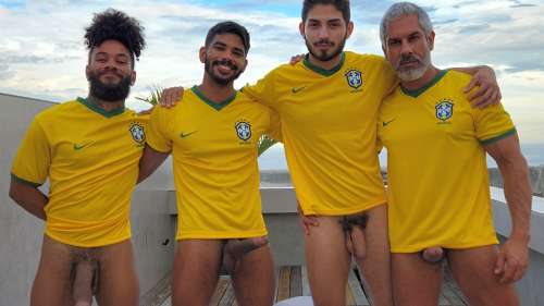 Brazillian Foursome - Gael (gbakariok22), Andy Rodrigues, Loc Rios and Marcelo Caiazzo - OnlyGayPorn