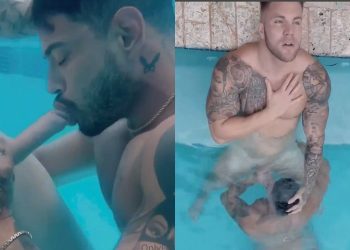 Philippe Soulier and Alejo Ospina fuck in pool - OnlyGayPorn
