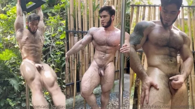 Atlas Stone shows off his body outside - OnlyGayPorn