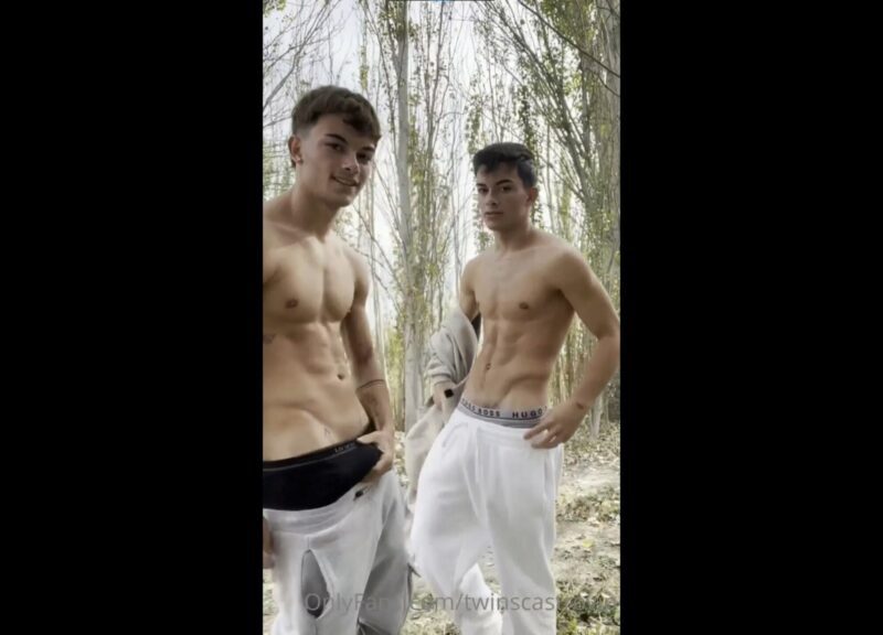 Brothers Diego and Jorge showing off their ass and dick in the woods - Twinscastrovip - OnlyGayPorn