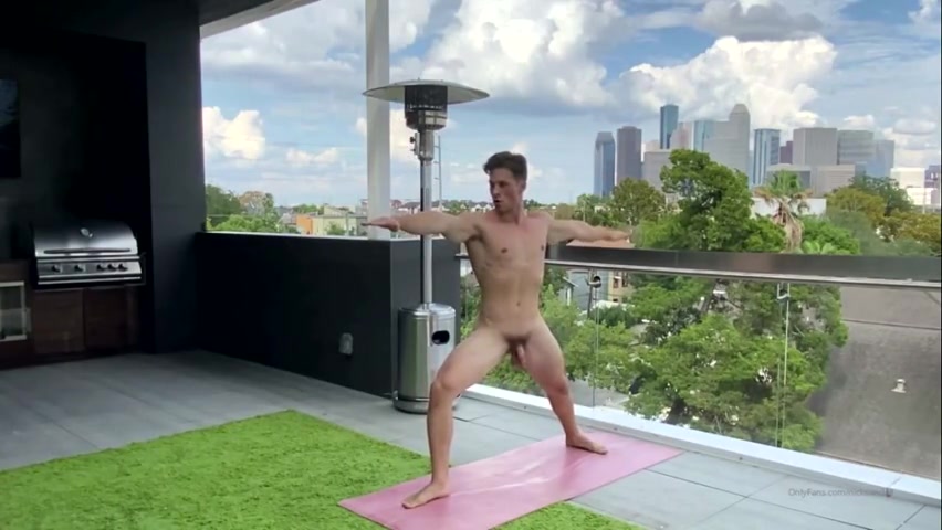 Doing naked yoga on the balcony Part 2 Nick Sandell - OnlyGayPorn