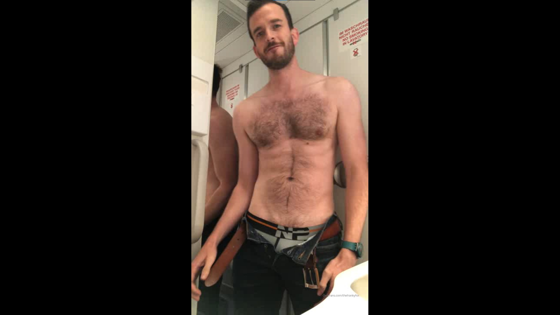 Jerking off in the airplane bathroom Franky Fox TheFrankyFox - OnlyGayPorn