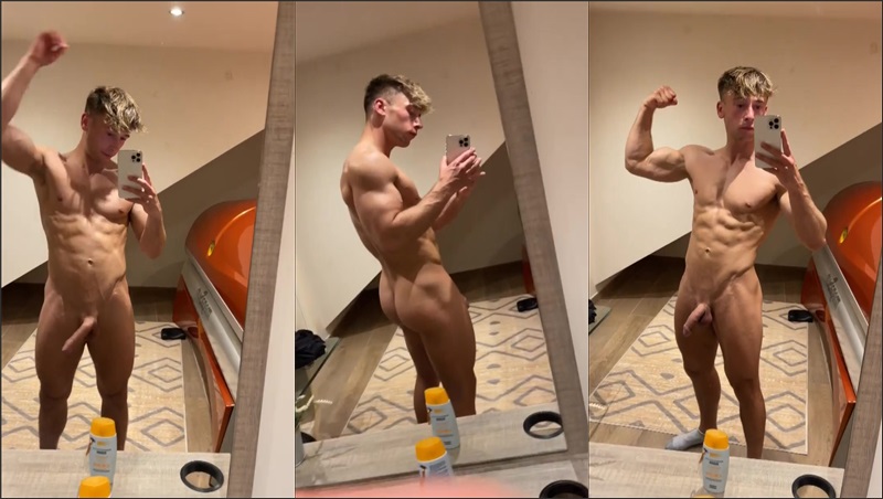 Irish-X displays his naked body in the bathroom