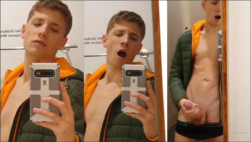 Jaden Big Strokes His Massive Cock in Fitting Room
