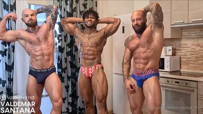 Adrenalin, Valdemar Santana and Ostin fuck hard in gay porn threesome