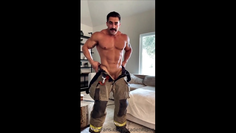 Braden Wuerch Slowly Strips Firefighter Uniform and Jerks Off