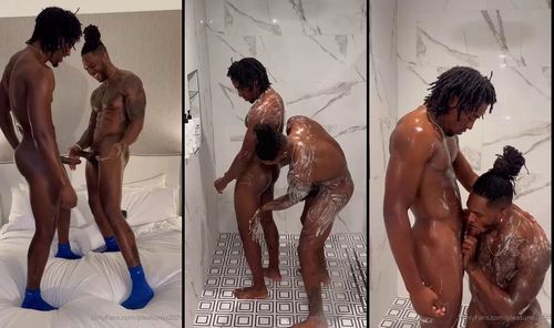 The DUO is Dynamic - Jaxxx and Just5don suck and jerk in the shower