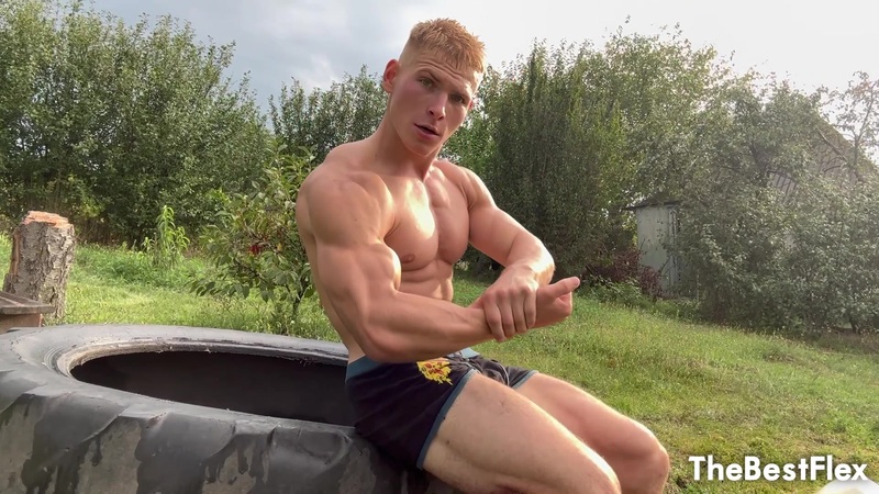 Flexing Muscles Outdoors in Undewear - Rogalik
