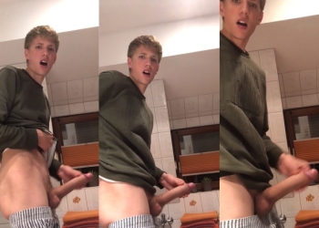 Cute boy jerks monster cock hard