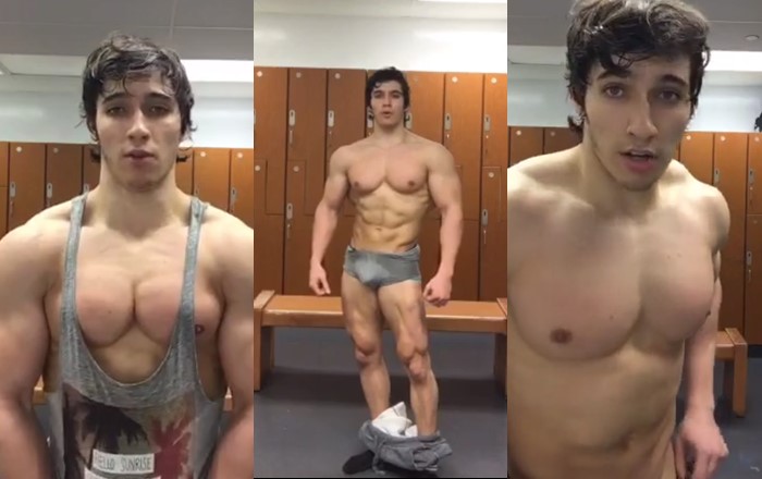 Muscle Guy Shows Off Locker Room After Chest Day