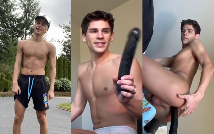 Derkslurp stretches his hole with massive dildo test