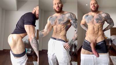 Alejandro Belmont jerks massive cock hard