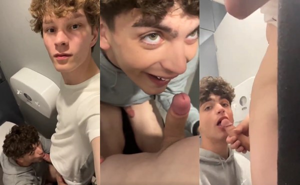 Twinks Suck and Jerk Each Other in Bathroom POV