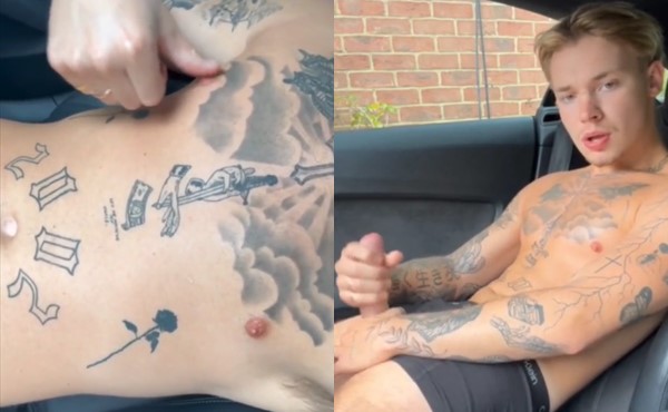 Ink3dlad Jerking Off Hard in His Car