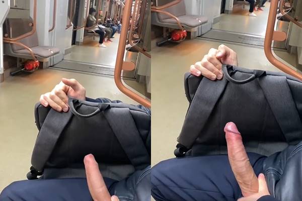 Jerking on the Metro - Public Gay Solo Action