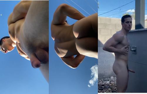 Nick Sandell outdoor shower jerk off