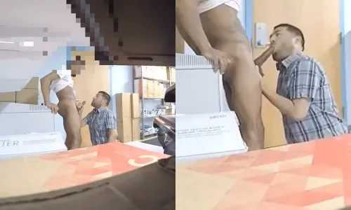 Manager Caught Sucking Off New Employee