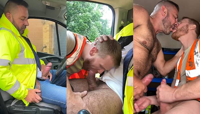 Truck driver cock sucked in cab blowjob