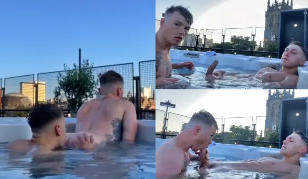 Gay0161 Couple Hot Tub Blowjob Leads to Hard Fucking