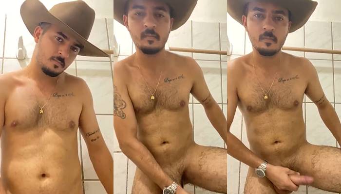 Mexican Guy Jerks Off in Bathroom - Solo Male Masturbation