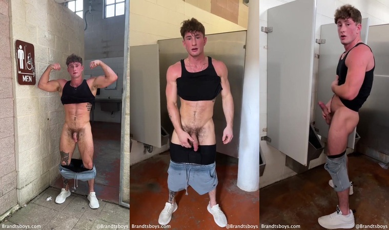 Troy Dared to Jerk Off in Public Bathroom - Brandtsboys