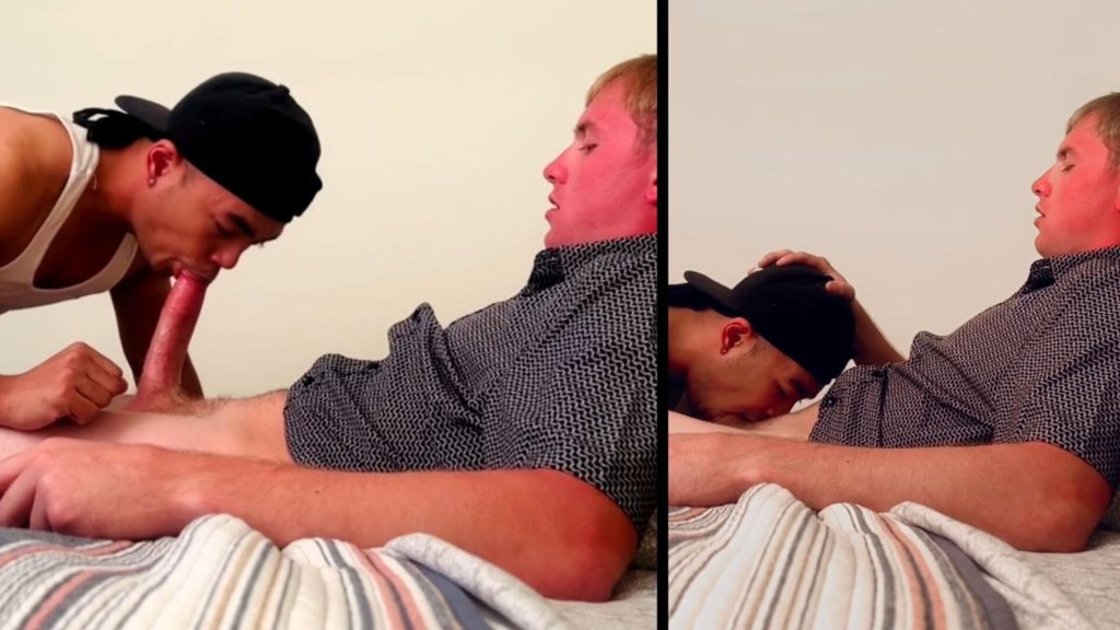 Guy Gets His First Blowjob from Another Guy