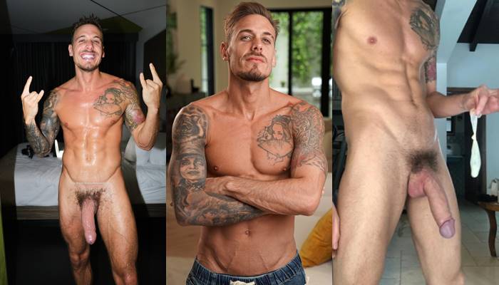 Chris Diamond chats then jerks off in kitchen