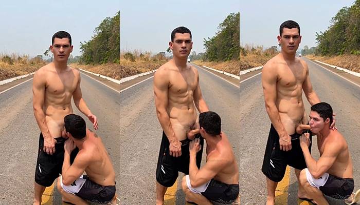 Caio Alvarenga Sucking Cock in Middle of Road - Clip