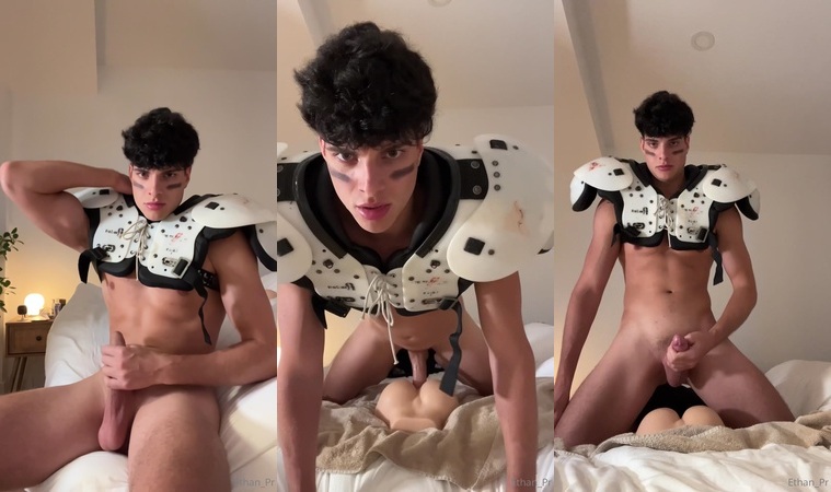 Ethan_pr - Fucking my toy while wearing my football shoulder pads