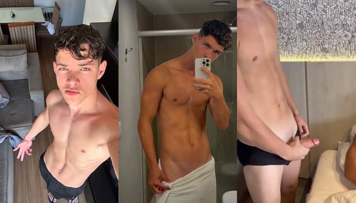 Charles Matheus Jerks Off in the Shower - Gay Porn Video