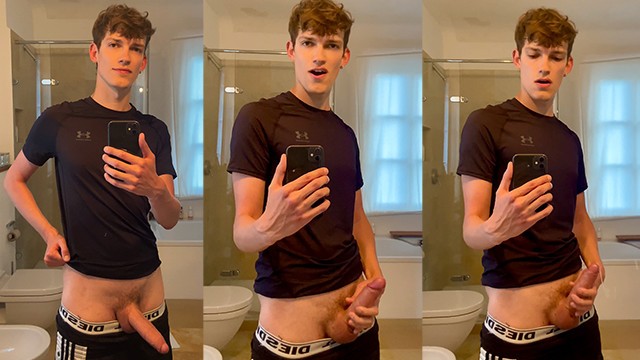 Milo Jaspers Jerks Off in Bathroom Mirror