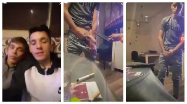 Drunk guys measure each other's cocks