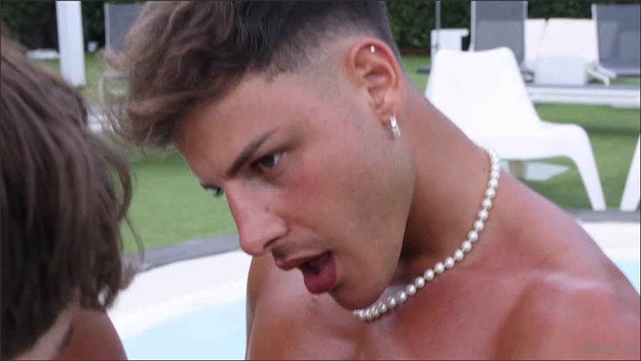 Ethan_Pr and Tymothyfire Poolside with Two Straight Curious Italian Bros