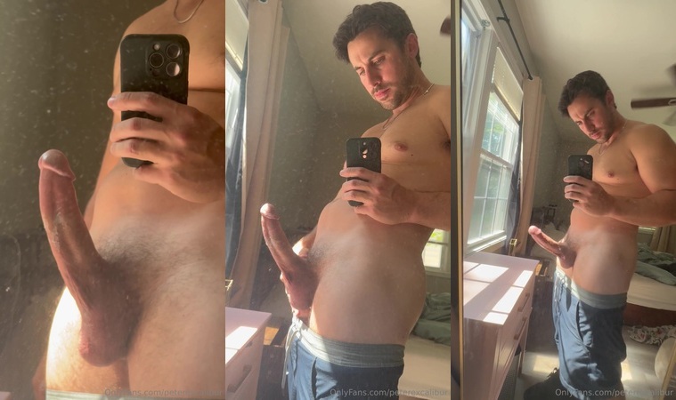 Peter Excalibur Stroking Rock Hard Cock Shooting Big Load