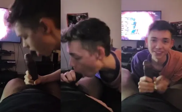 Twink Pauses Gaming for Intense Cock Sucking Session