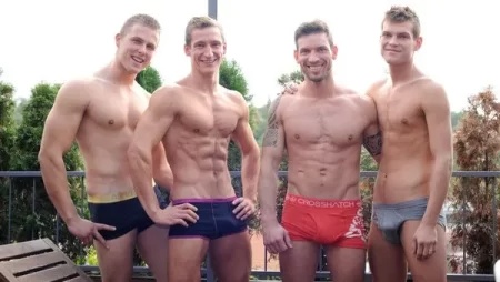 Felix Ryha, Rado Zuska, Tibor Rysavy, Vladimir Kruty in hardcore group fuck