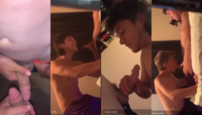Twinks blow each other before bed