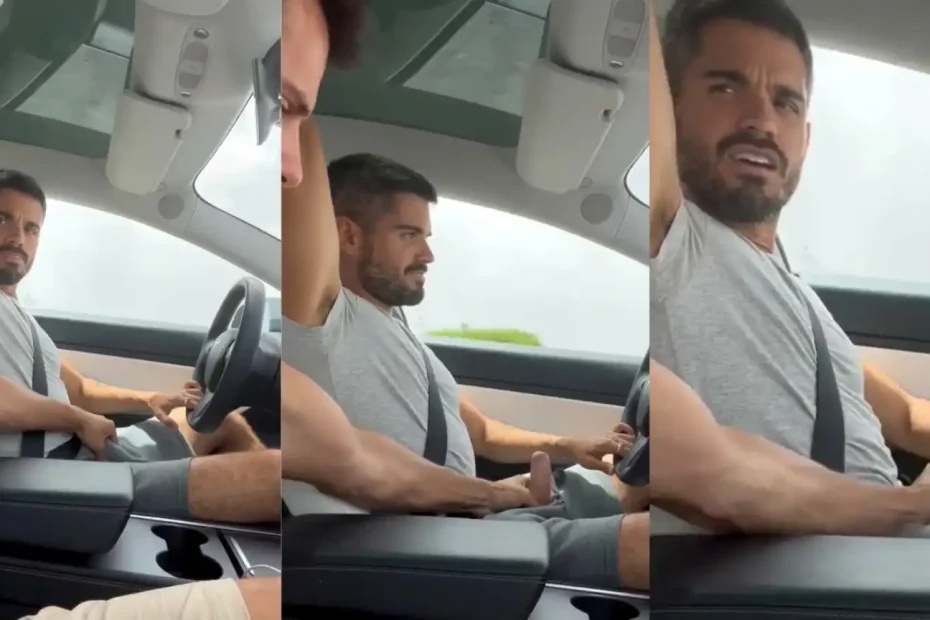 Jerking Him Off on the Road Public Handjob