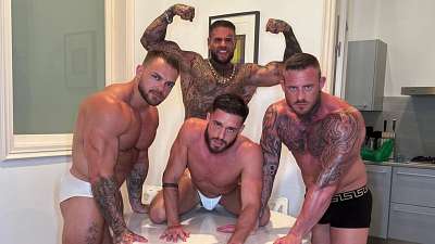 Manuel Reyes Big Harry Big Liam Danny Flex RFC Foursome Bareback Group Sex