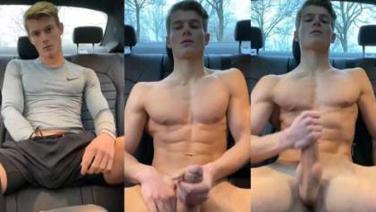 Leo Stuke jerking in car after gym – OnlyGayPorn